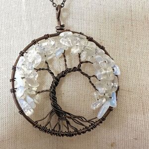 Tree of life angel aura chip pendant necklace